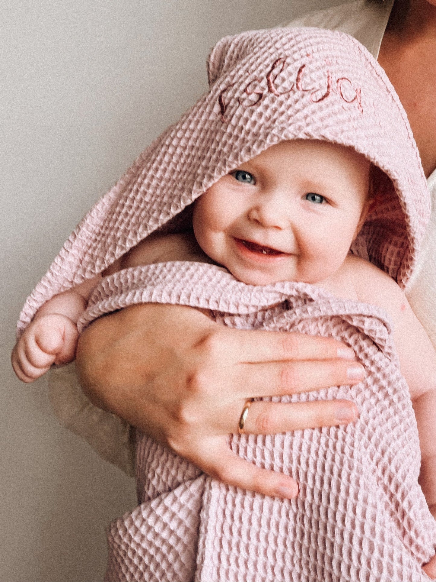 Waffle baby hooded towel - Lavender