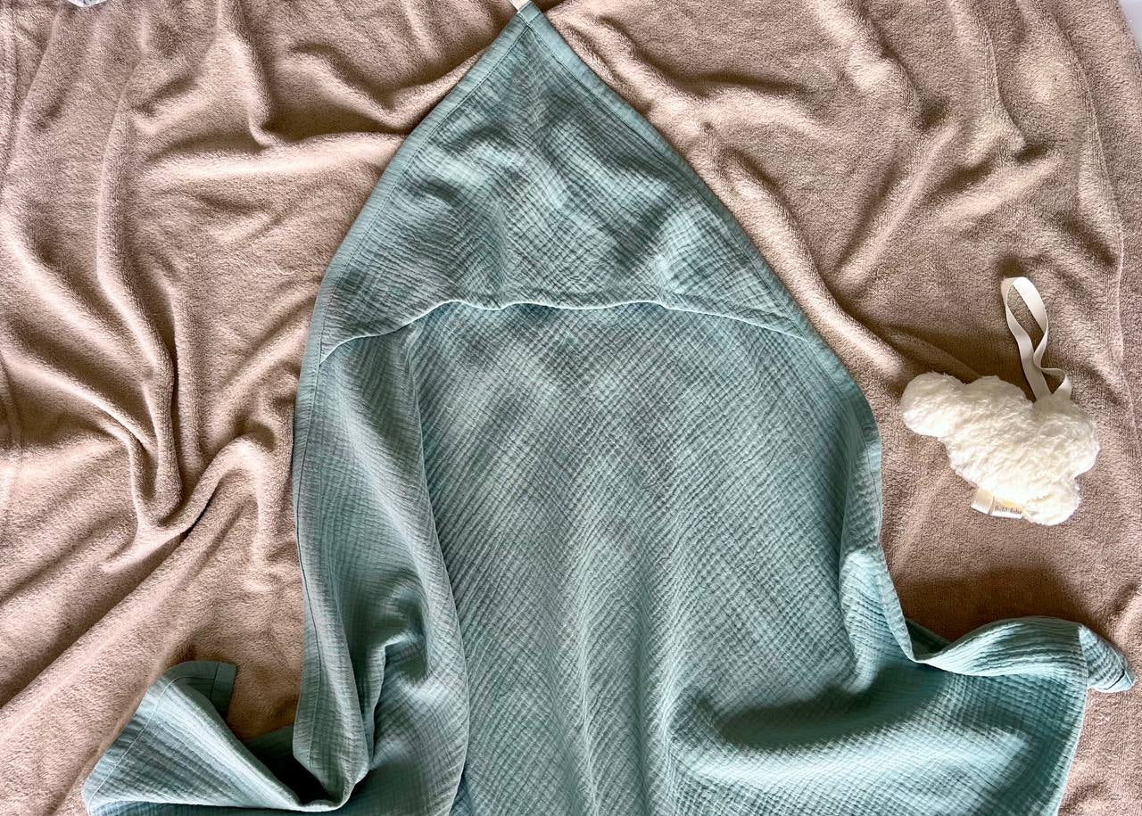organic muslin baby hooded towel