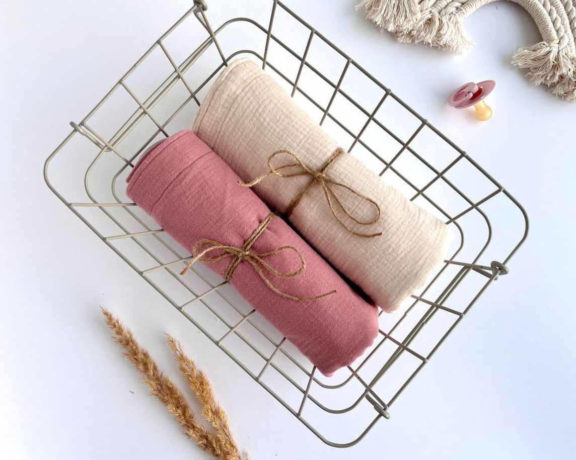 Baby Muslin Diaper Changing Pad - Old pink