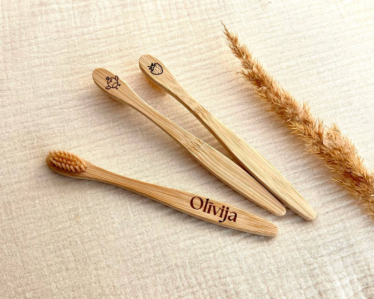 Personalized Bamboo Kids Toothbrush with Custom Engraving