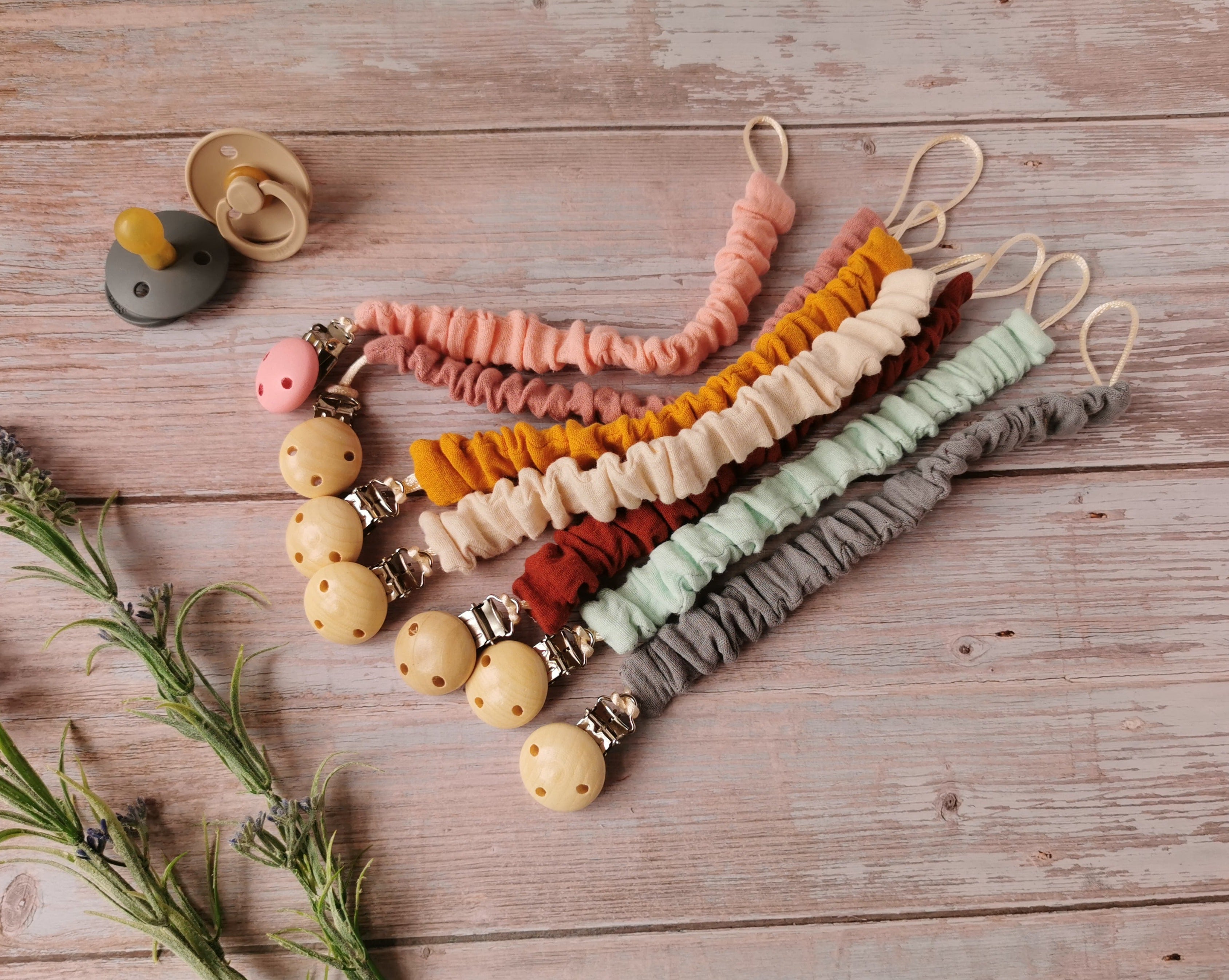 personalized muslin pacifier clips choose your color