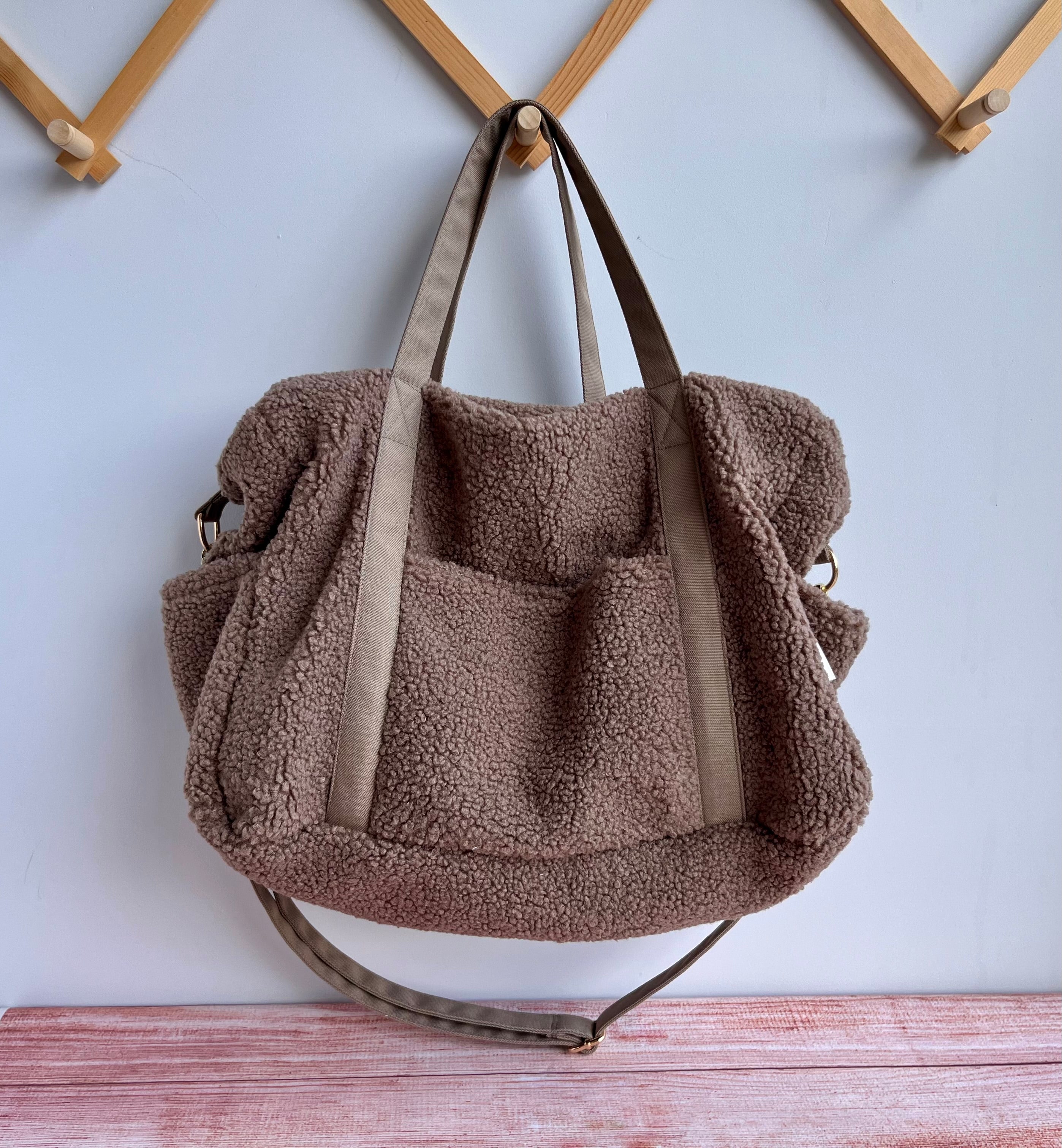 Teddy plush Diaper Bag, Personalised Baby Hospital Bag with Name Embroidery