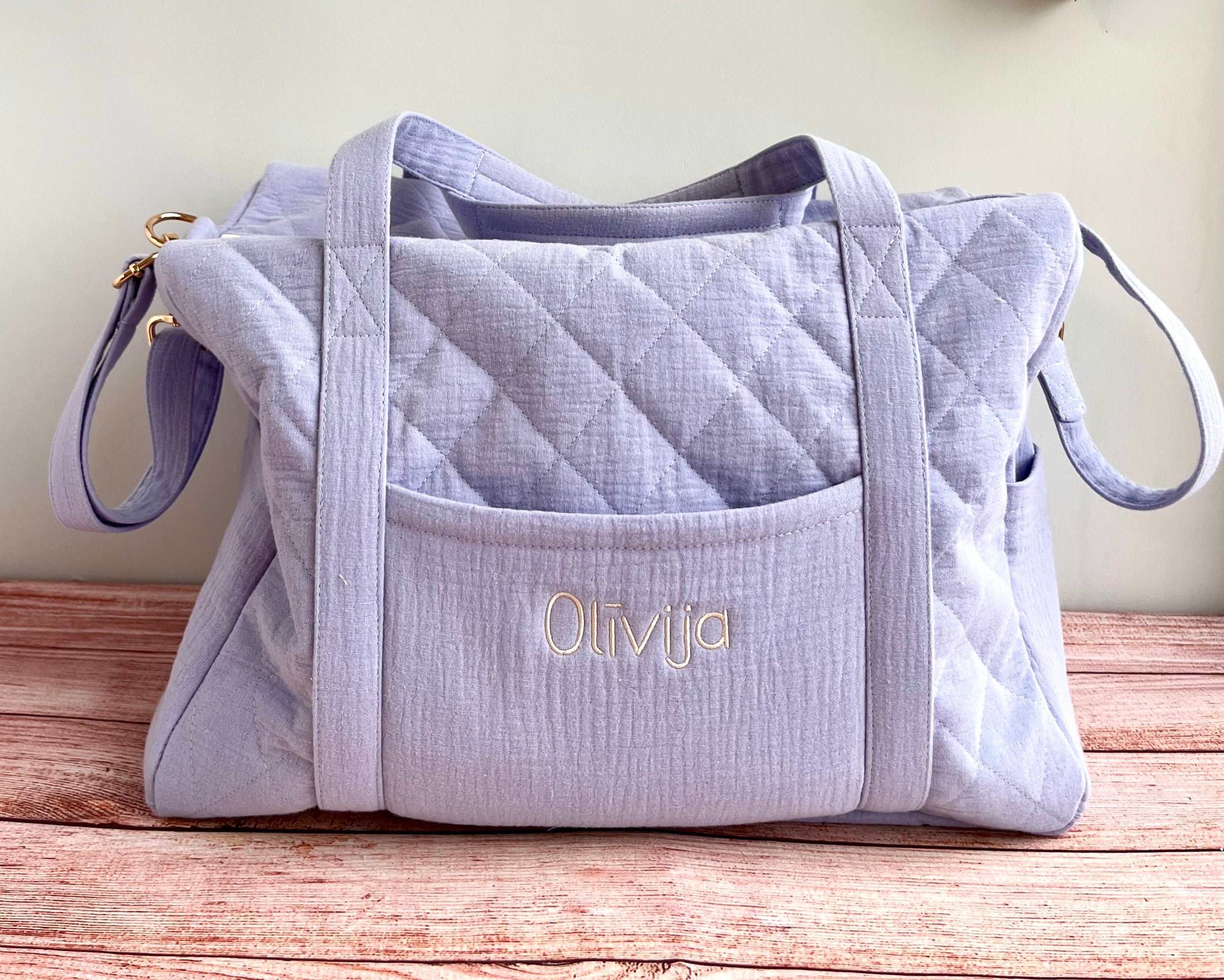 Personalized muslin hospital bag