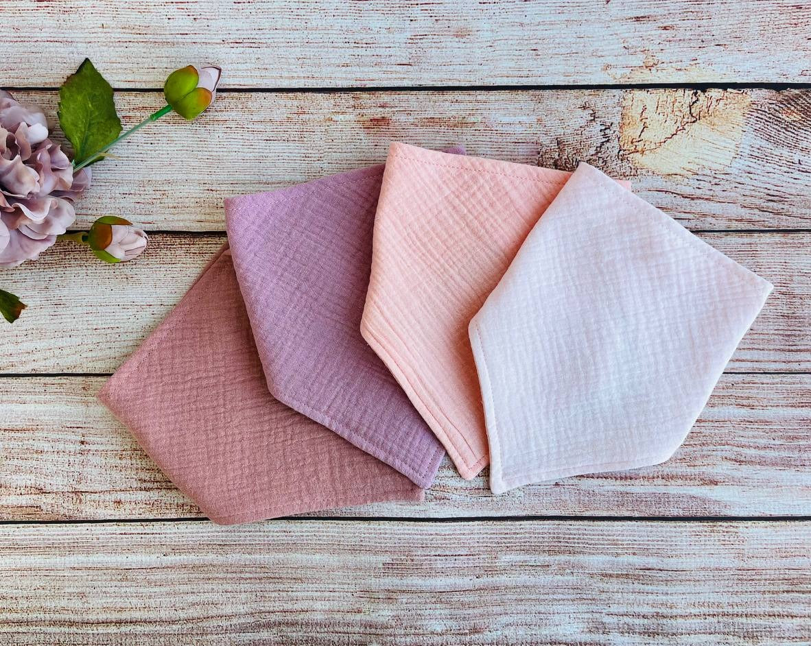 muslin bib set of 4 girl pink colros