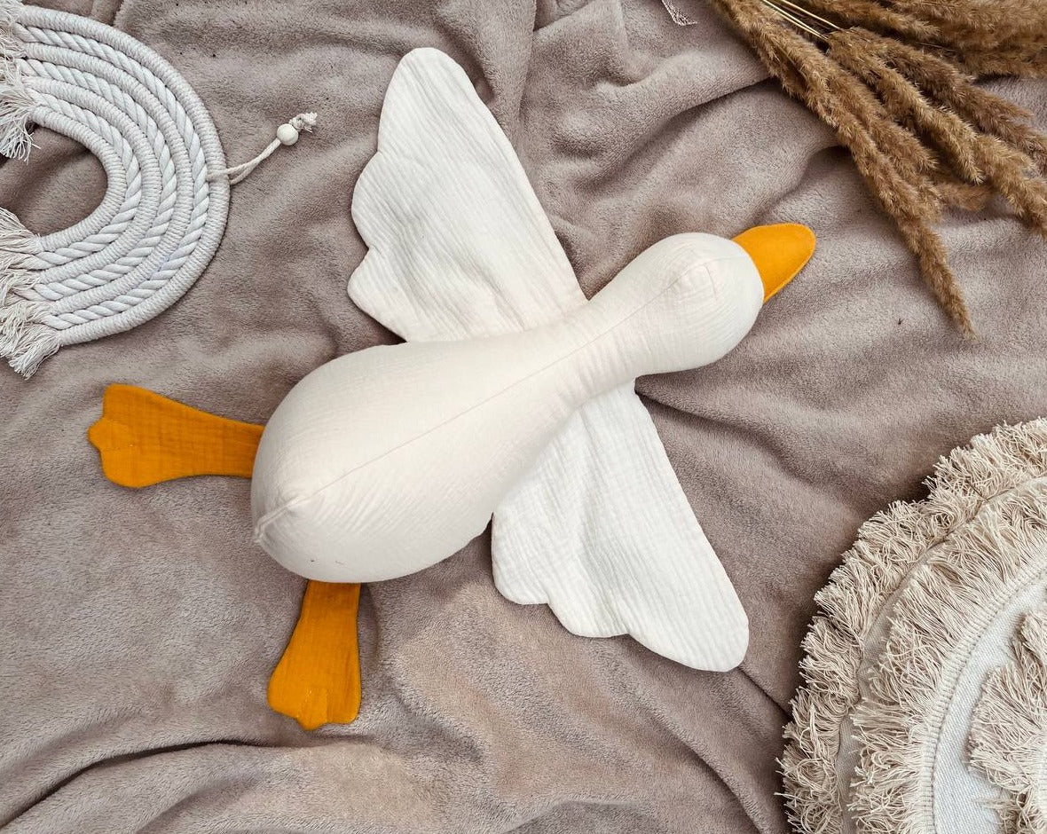 stuffed baby and toddler toy goose from muslin