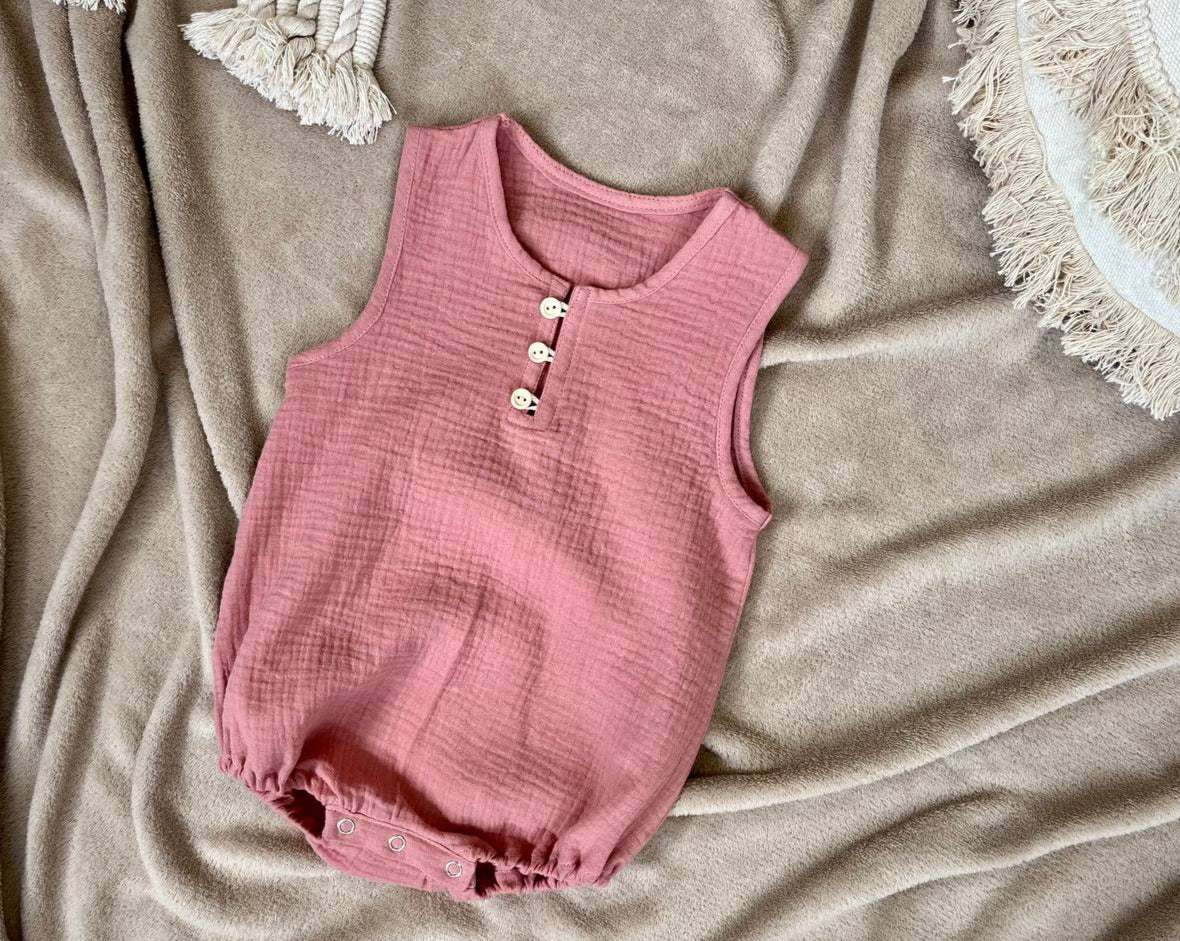 muslin baby girl romper old pink