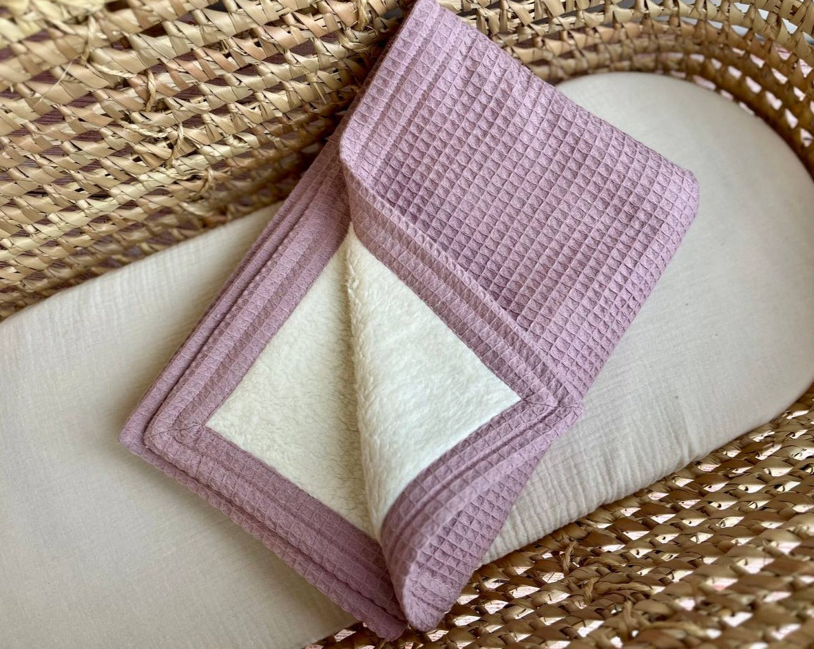 Soft plush teddy baby blanket old pink