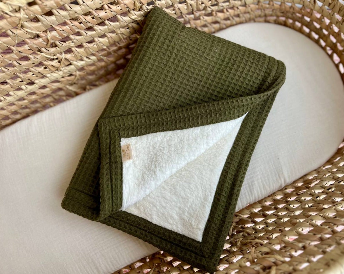 winter baby plush blanket moss green personalized