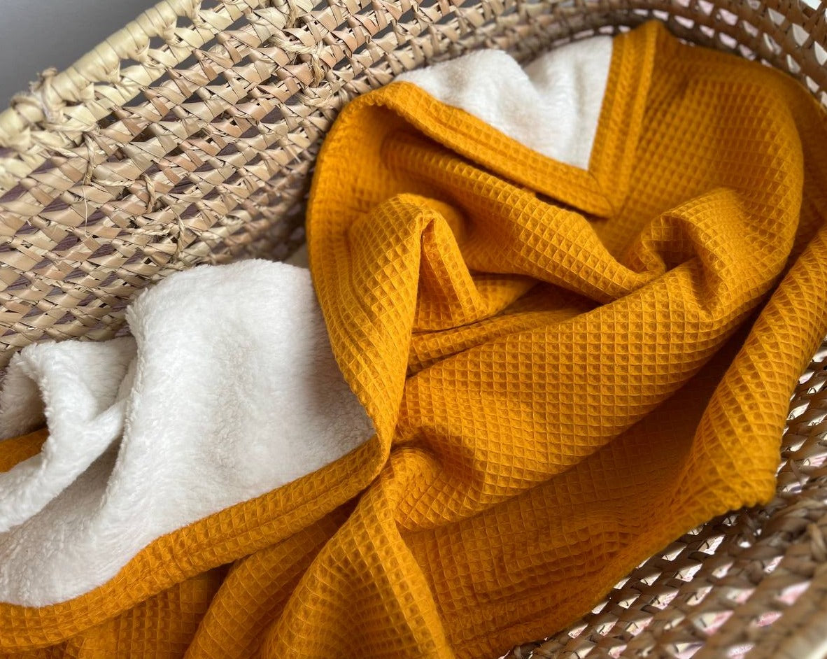 soft warm baby plush blanket Mustard