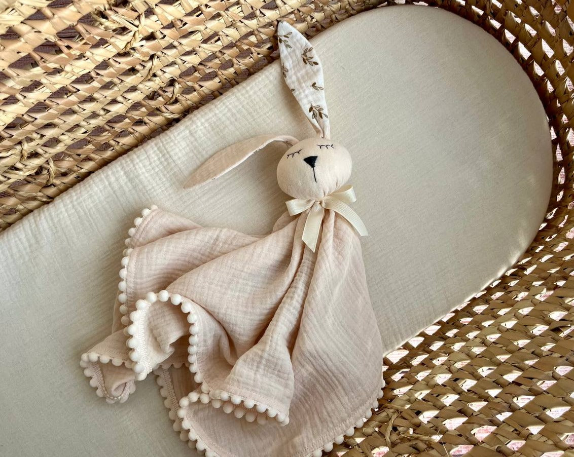Personalized baby comforter bunny toy natural