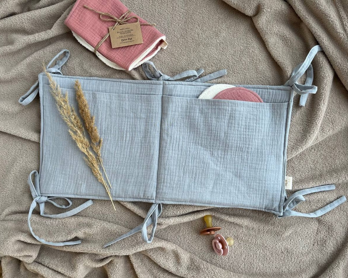muslin baby bed pocket grey