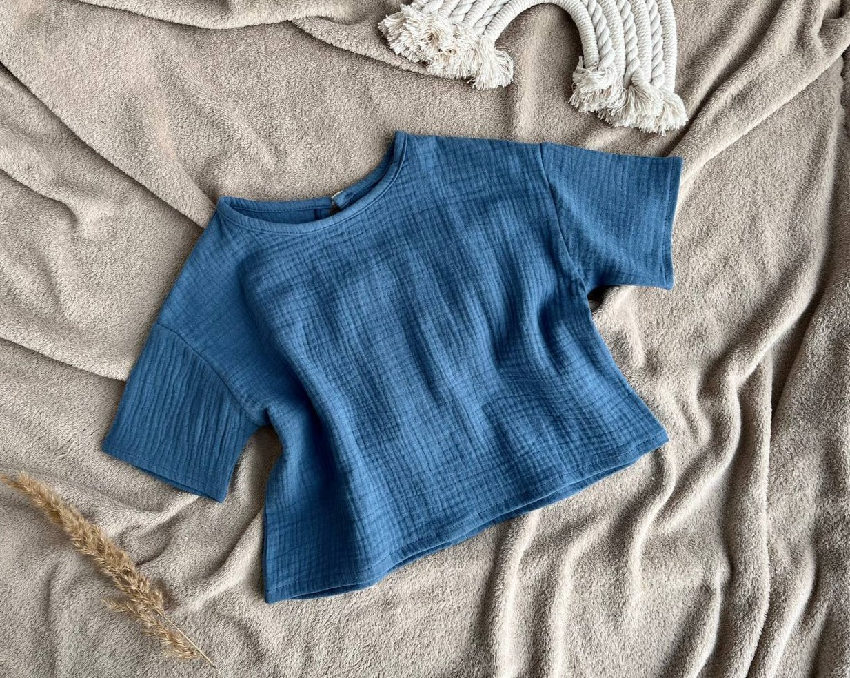 muslin toddler boy t-shirt denim blue
