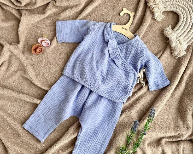 new baby girl outfit muslin ruffle top and pants lavender