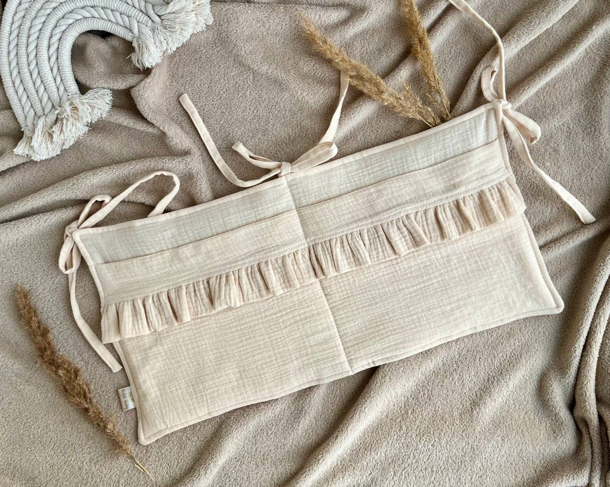 orhanic muslin baby bed pocket with ruffles