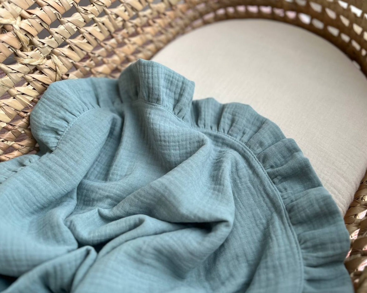 organic muslin rubble baby blanket sage