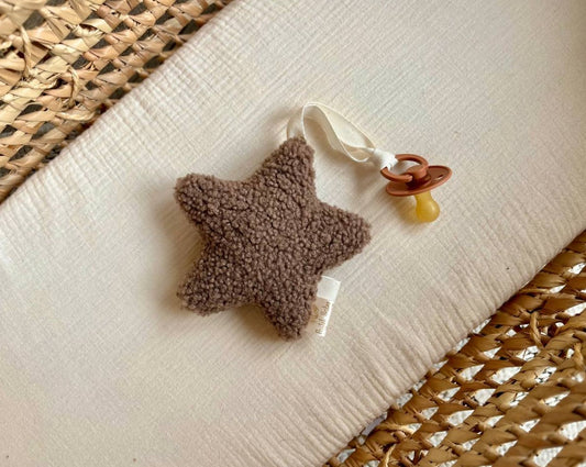 plush star baby pacifier clip