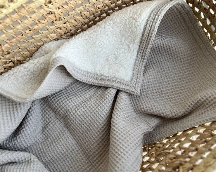 cotton plush baby blanket with name, beige kids blanket