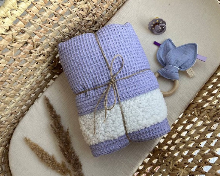 lavender waffle baby blanket with name