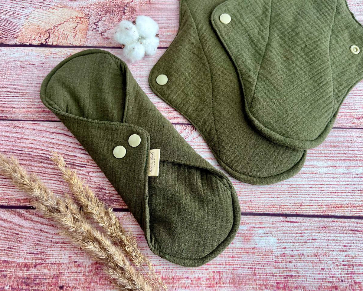 reusable cloth pads moss green