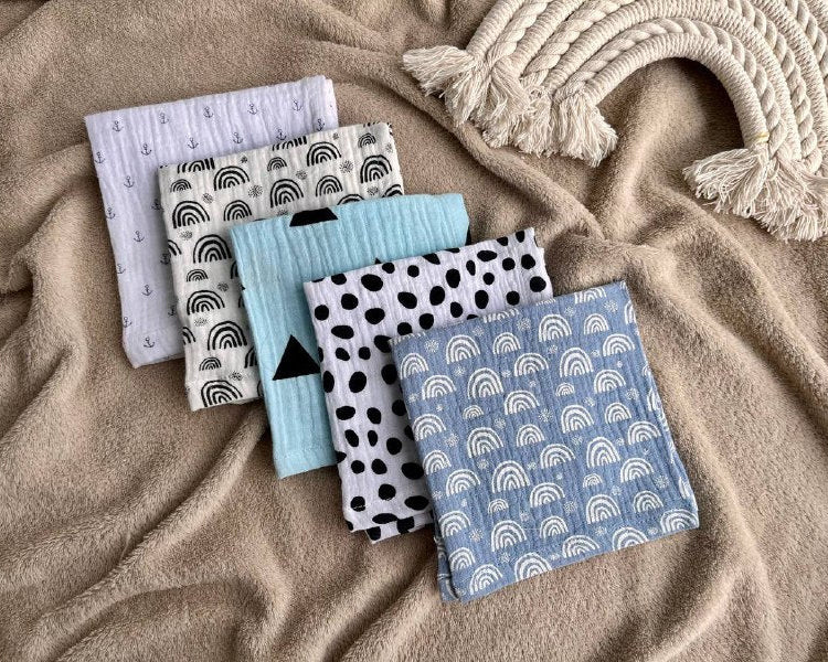 Muslin Baby wipes, Wash Cloth Napkins Pack Of 5  baby boy