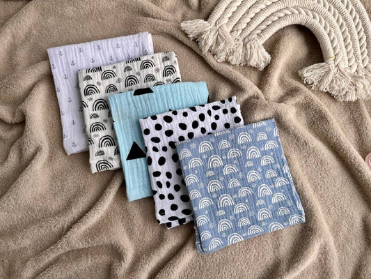 Muslin Baby wipes, Wash Cloth Napkins Pack Of 5  baby boy