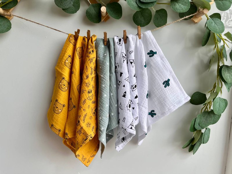 Muslin Baby wipes, Wash Cloth Napkins Pack Of 5 - Animals