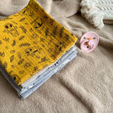 Muslin Baby wipes, Wash Cloth Napkins Pack Of 5 - Mustard and Gray