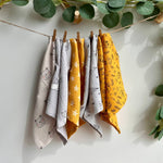 Muslin Baby wipes, Wash Cloth Napkins Pack Of 5 - Stars and Animals
