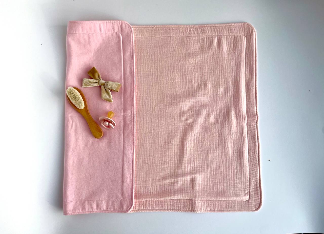 Baby Muslin Diaper Changing Pad - Light pink