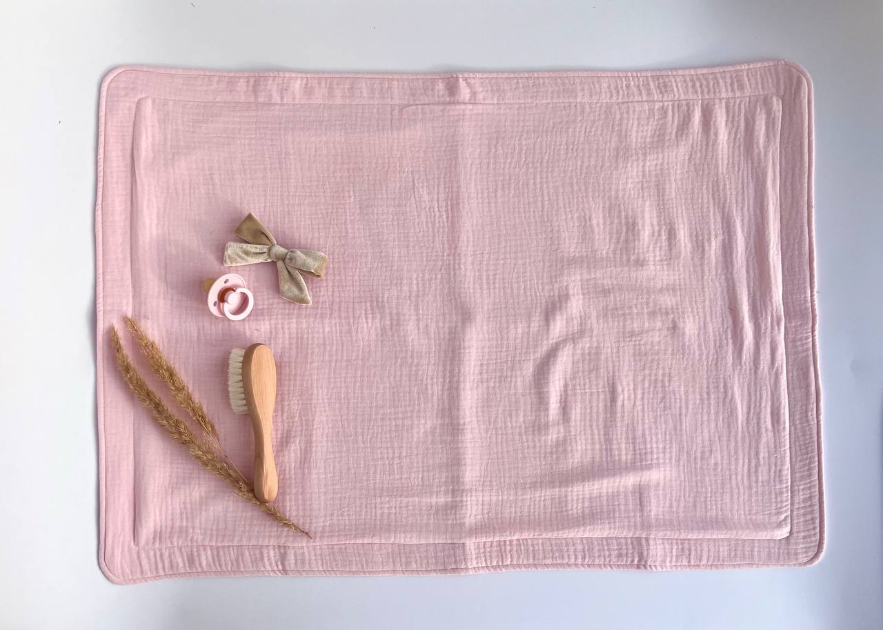 Baby Muslin Diaper Changing Pad - Light pink