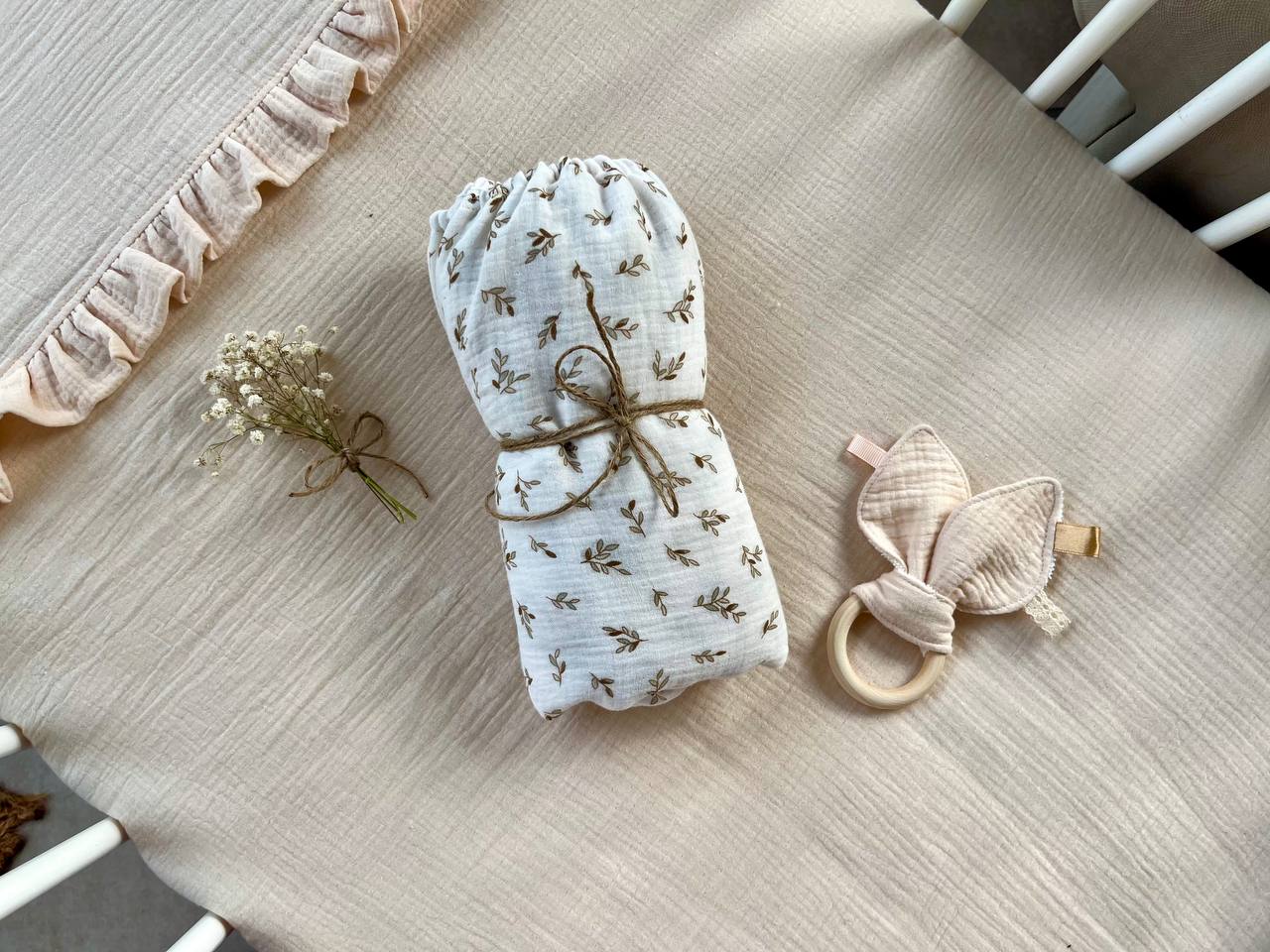 Organic Muslin Fitted Crib Sheet for Baby Mattress
