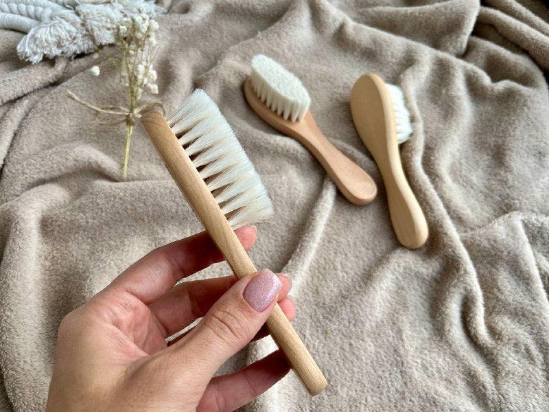 Personalized Wooden Baby Hair Brush – Soft Natural Bristles for Gentle Baby Scalp Care