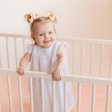 Muslin kids dress, sleeveless with ruffle - White