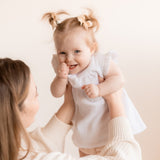 Muslin kids dress, sleeveless with ruffle - White