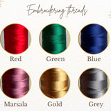 Personalizētas Ziemassvētku zeķes ar izšūtu vārdu – 8 svētku raksti, 6 diegu krāsas, ierobežots daudzums