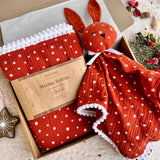 Christmas Baby gift - Soft Ginger star muslin blanket and Bunny baby comforter