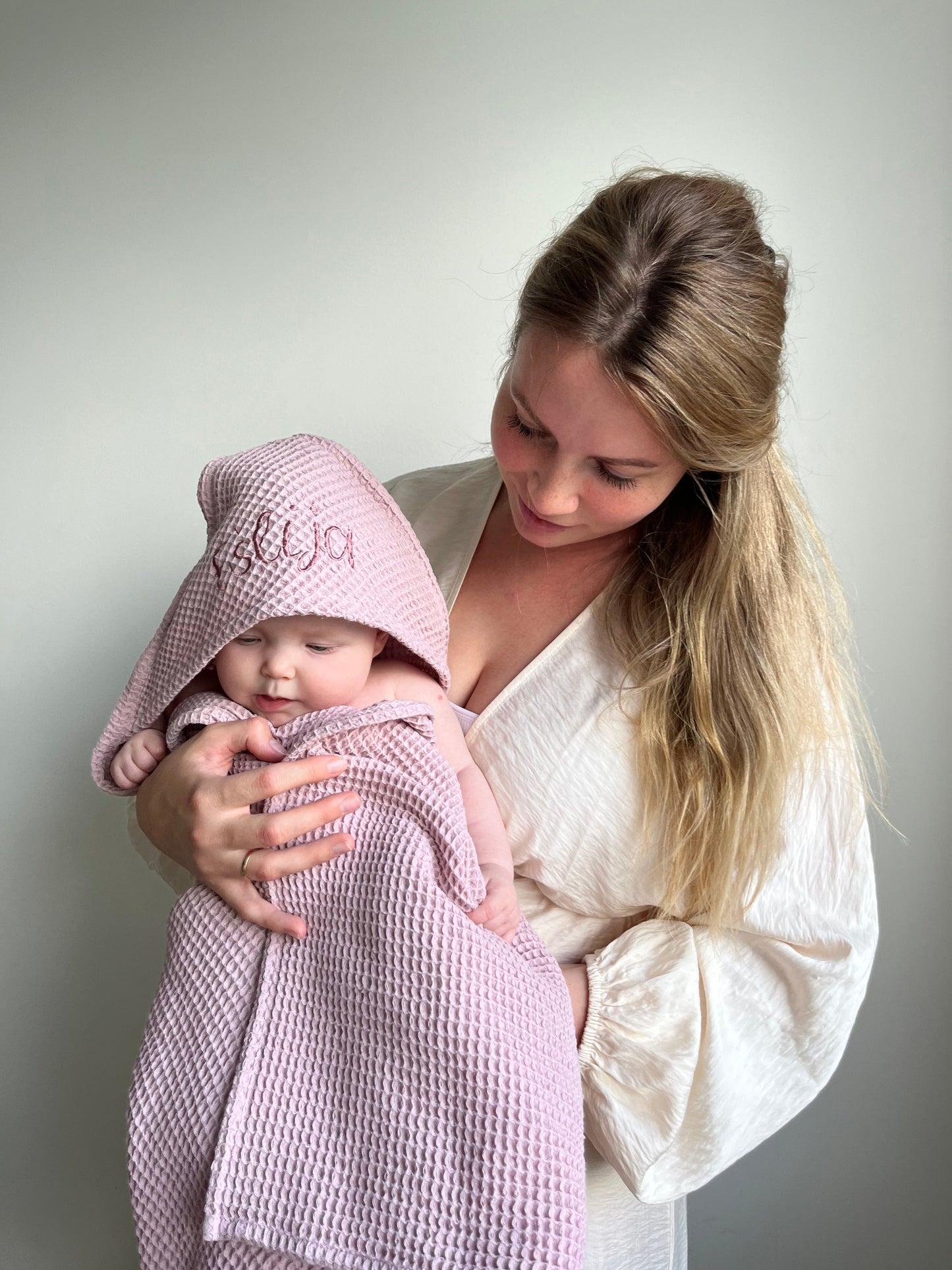 Waffle baby hooded towel - Sand