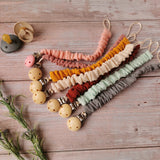 Muslin Baby pacifier clip from organic cotton fabric - Ginger