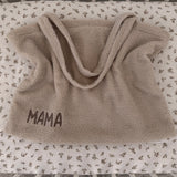 Large plush tote Mom Bag, Custom Teddy shopper personalised with name