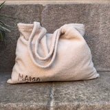 Large plush tote Mom Bag, Custom Teddy shopper personalised with name