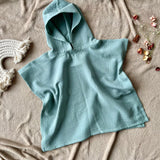 muslin kids poncho sage