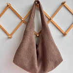 Teddy plush tote bag brown faux fur bag