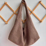 Teddy plush tote bag brown faux fur bag