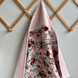 Cotton baby hooded towel - Light Pink flowers, Personalized kids towel with name, 8 designs