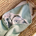 Green mint baby towel with eucalyptus print