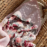 Floral hooded baby towel pink with embroidered name
