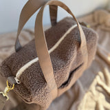 Personalizēta Teddy plīša mammu soma -vidēja izmēra ratu soma ar vārda izšuvumu, brūnā krāsā