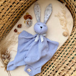 Personalized Organic Muslin Bunny Lovey | Lavender Baby Comforter with Name Embroidery