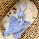 Personalized Organic Muslin Bunny Lovey | Lavender Baby Comforter with Name Embroidery