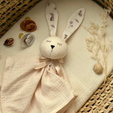 Personalized Organic Muslin Bunny Lovey | Natural Baby Comforter with Name Embroidery